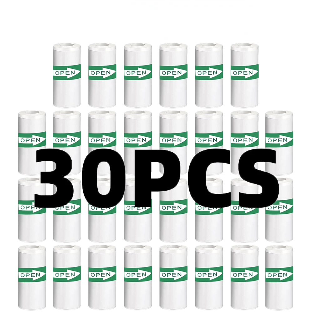 Heat Transfer Vinyl Roll - 30 ロール 57*25 ミリメートル感熱紙白ステッカーカメラインスタントプリント子供カメラ印画紙交換アクセサリー部品