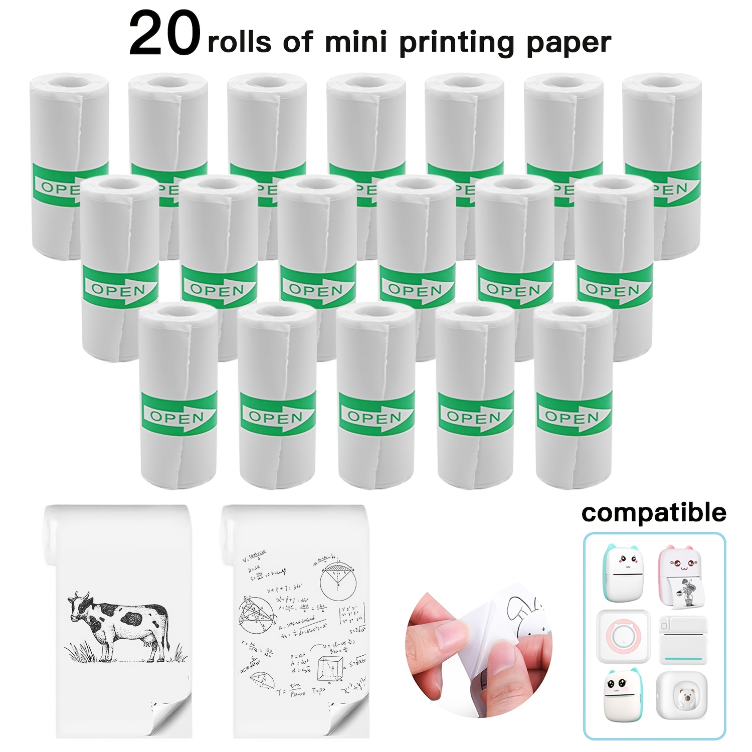 Heat Transfer Vinyl Roll - 5-10-20 ミニ印刷用紙、感熱ステッカー用紙、粘着式、ミニ感熱印刷用紙、ミニフォトプリンター