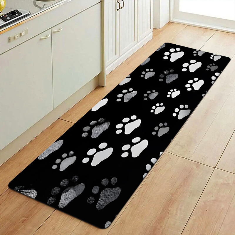 Commercial Printing And Design - 動物の足跡カーペットマットラグキッチンフロアランナーホームデコレーションリビングルーム玄関屋内滑り止めデザインモダンブラック