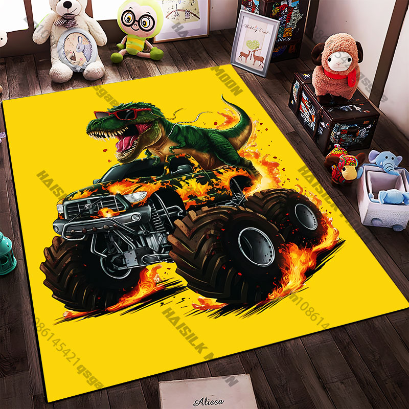 21サイズの恐竜が燃えるようなモンスタートラックを運転するプ - Printing Commercial Drive のレビューと価格