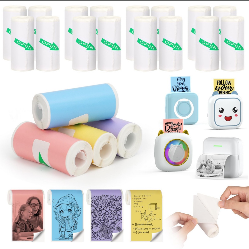 感熱紙ミニ印刷自己粘着ラベルステッカーミニプリンタポーズマシ - Heat Transfer Vinyl Roll のレビューと価格