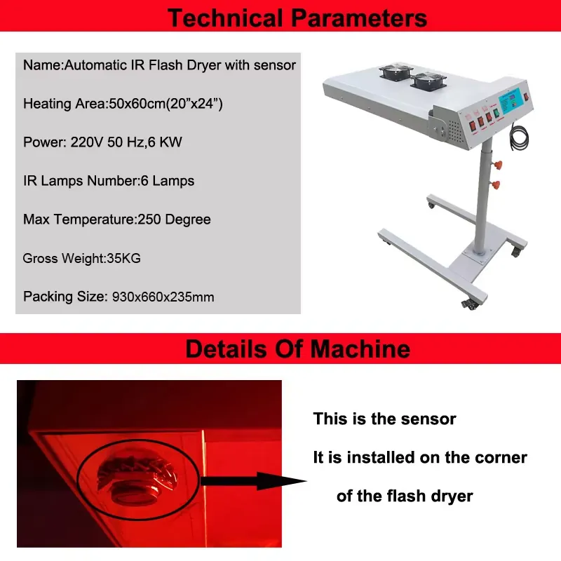 360度回転 6000W 自動Tシャツスクリーン印刷 IRフ - Flash Dryer Screen Print のレビューと価格
