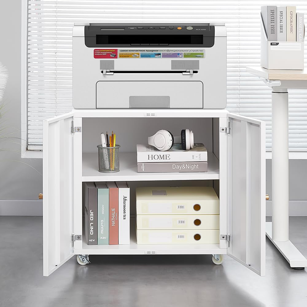 ファイル収納付きメタルプリンタースタンド、ダブルドアと調節可 - Commercial Printing Press のレビューと価格